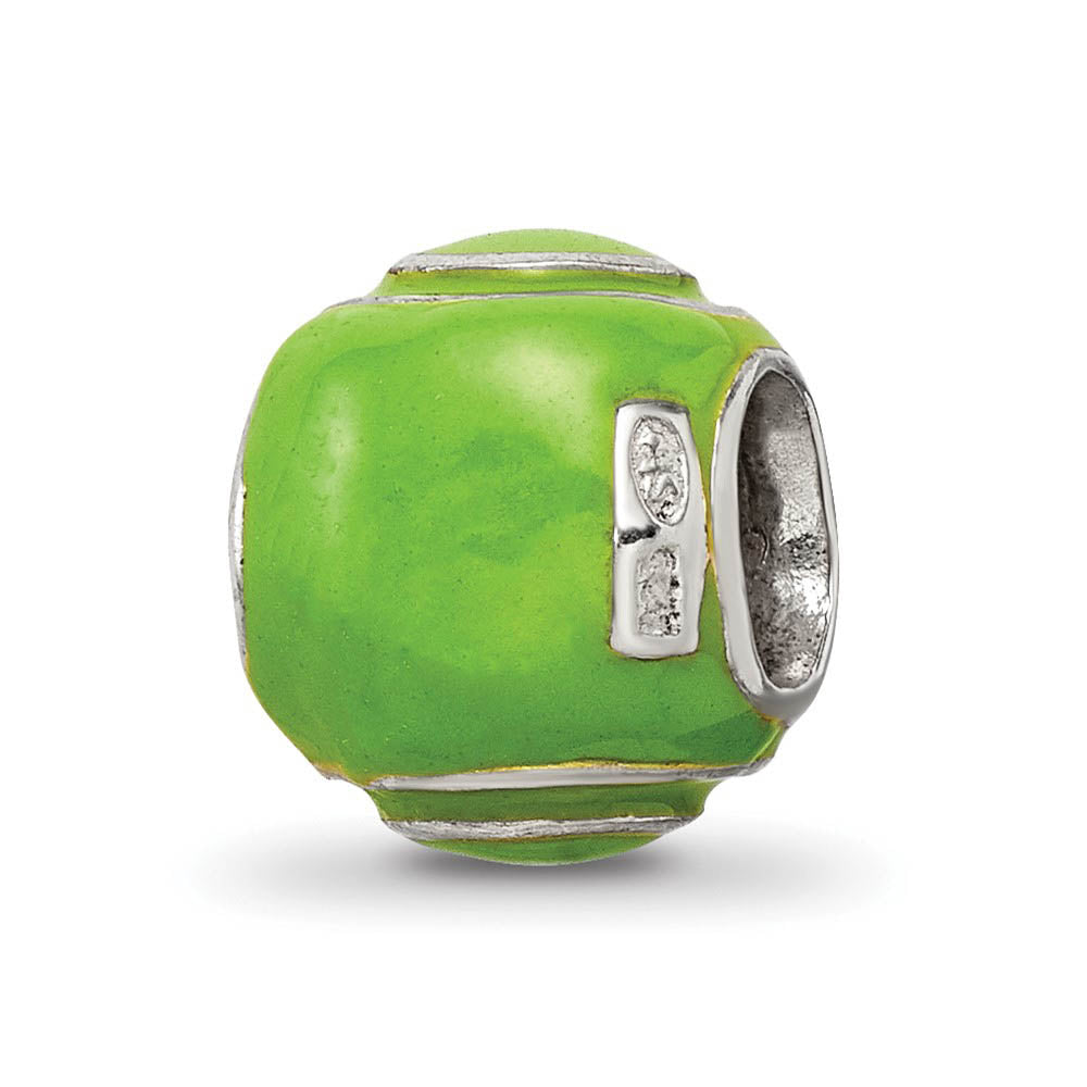 Alternate view of the Sterling Silver and Enameled Tennis Ball Bead Charm by The Black Bow Jewelry Co.