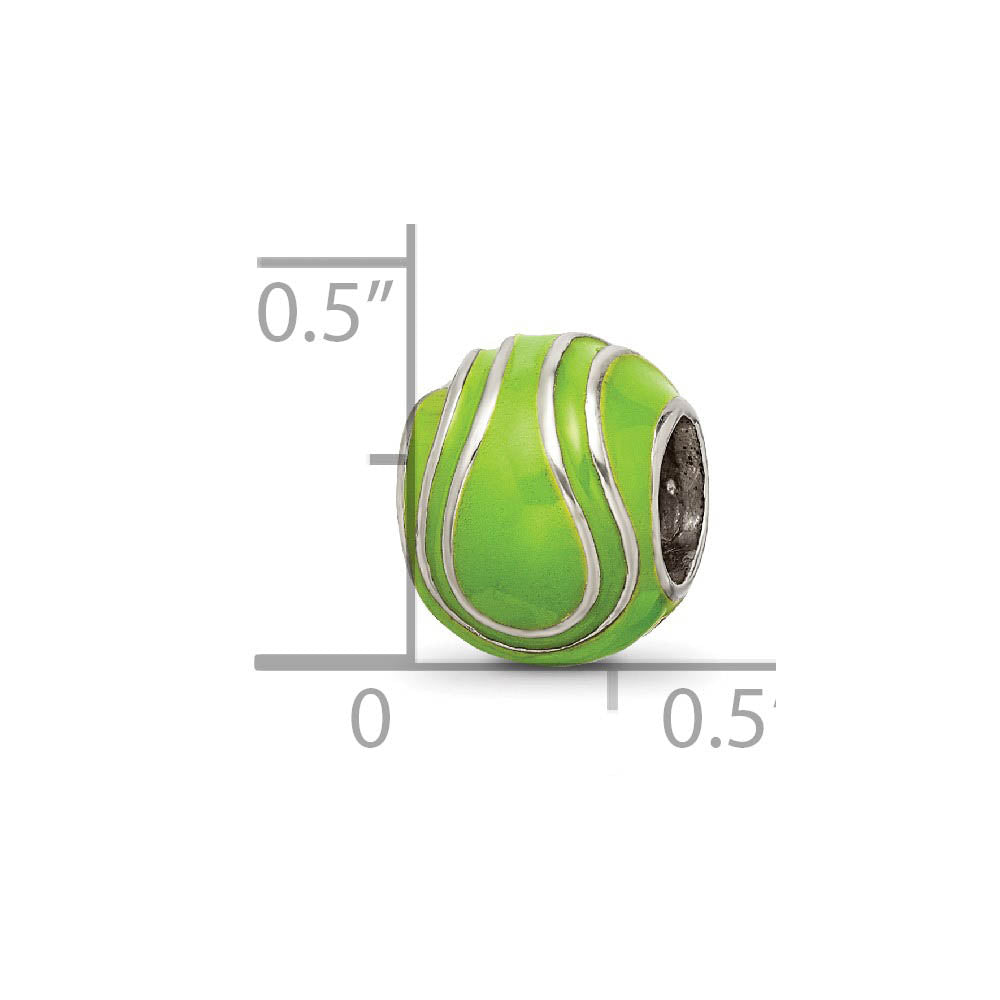 Alternate view of the Sterling Silver and Enameled Tennis Ball Bead Charm by The Black Bow Jewelry Co.