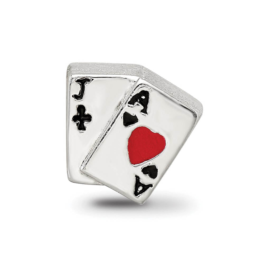 Alternate view of the Sterling Silver and Enameled Blackjack Bead Charm by The Black Bow Jewelry Co.