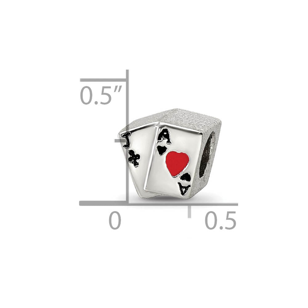 Alternate view of the Sterling Silver and Enameled Blackjack Bead Charm by The Black Bow Jewelry Co.