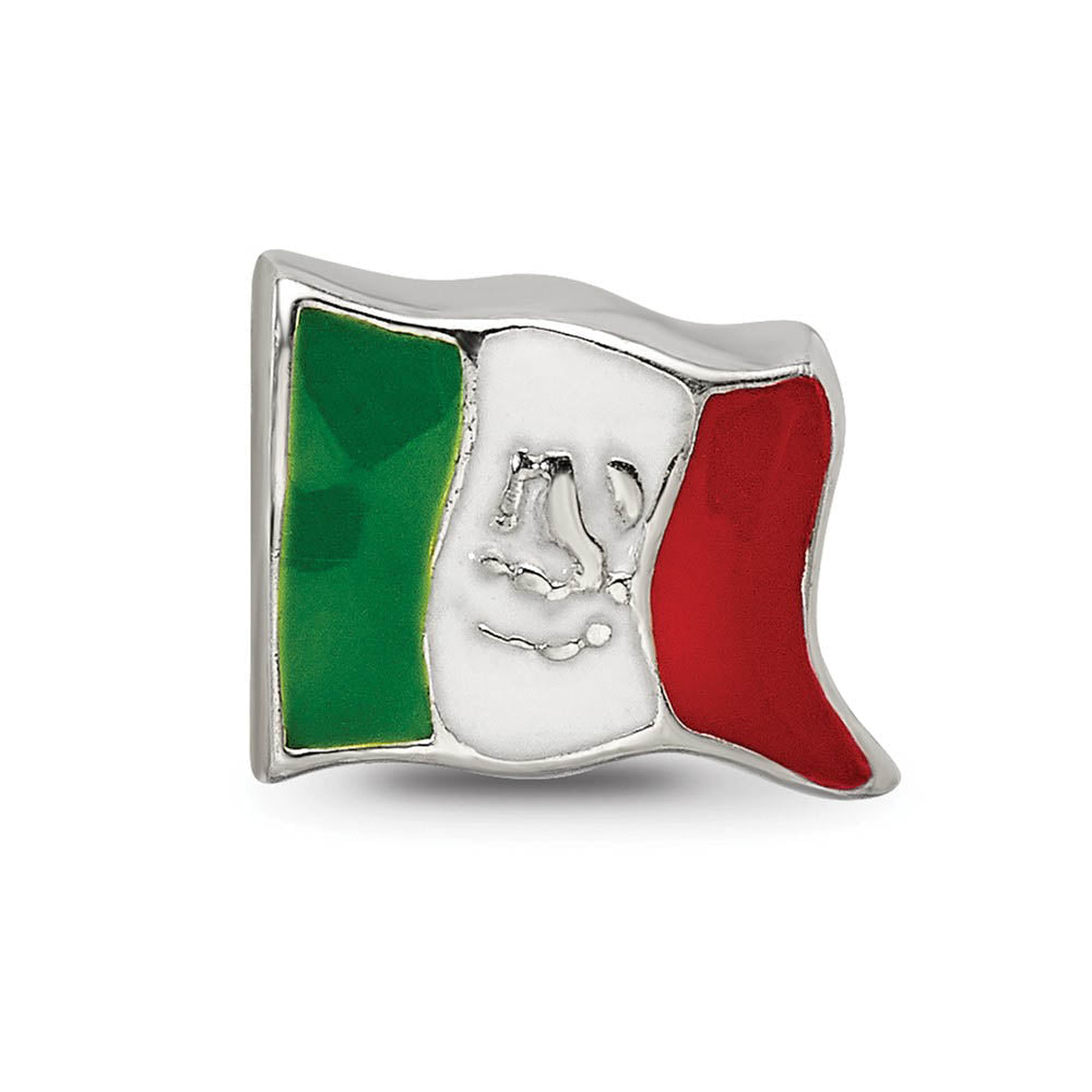 Alternate view of the Sterling Silver and Enamel Mexico Flag Bead Charm by The Black Bow Jewelry Co.