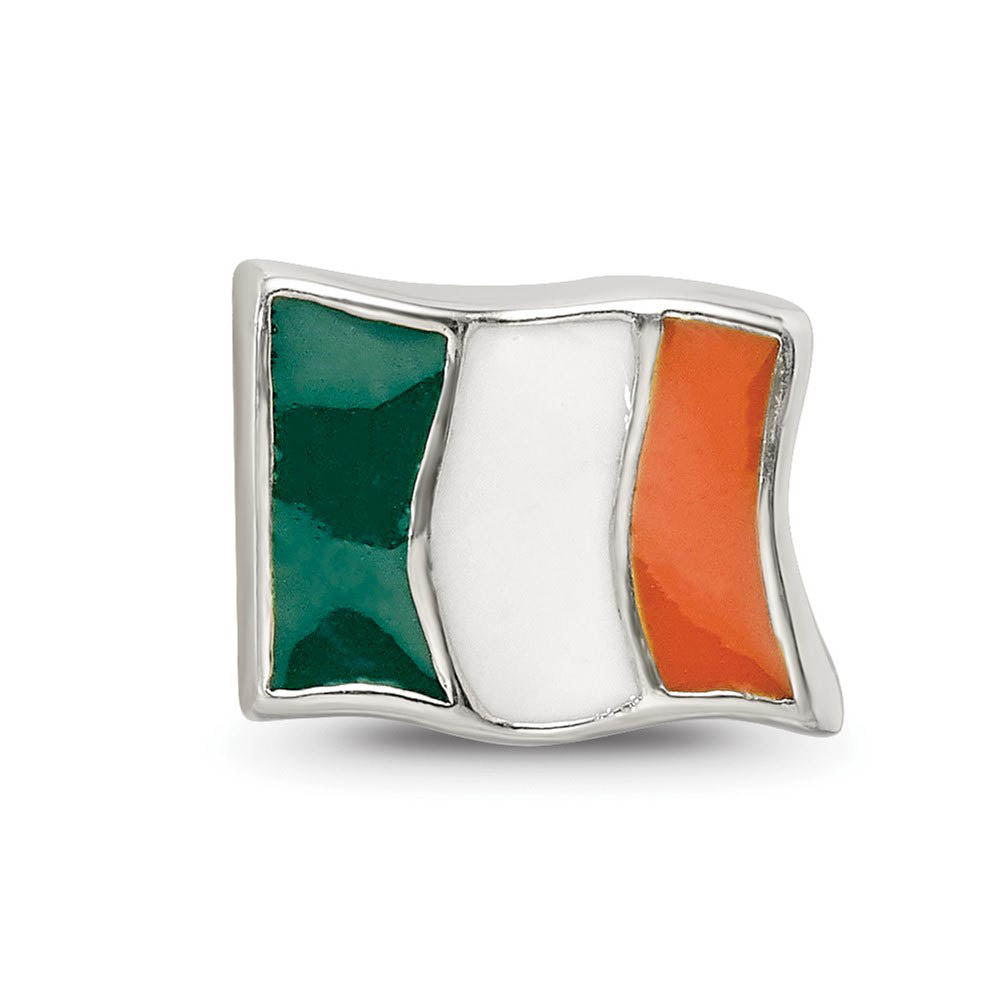 Alternate view of the Sterling Silver and Enamel Ireland Flag Bead Charm by The Black Bow Jewelry Co.
