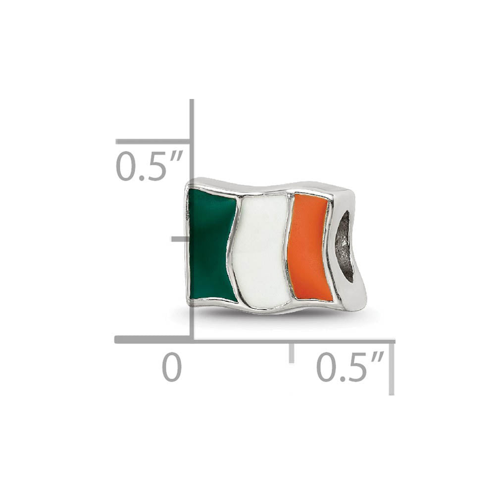 Alternate view of the Sterling Silver and Enamel Ireland Flag Bead Charm by The Black Bow Jewelry Co.