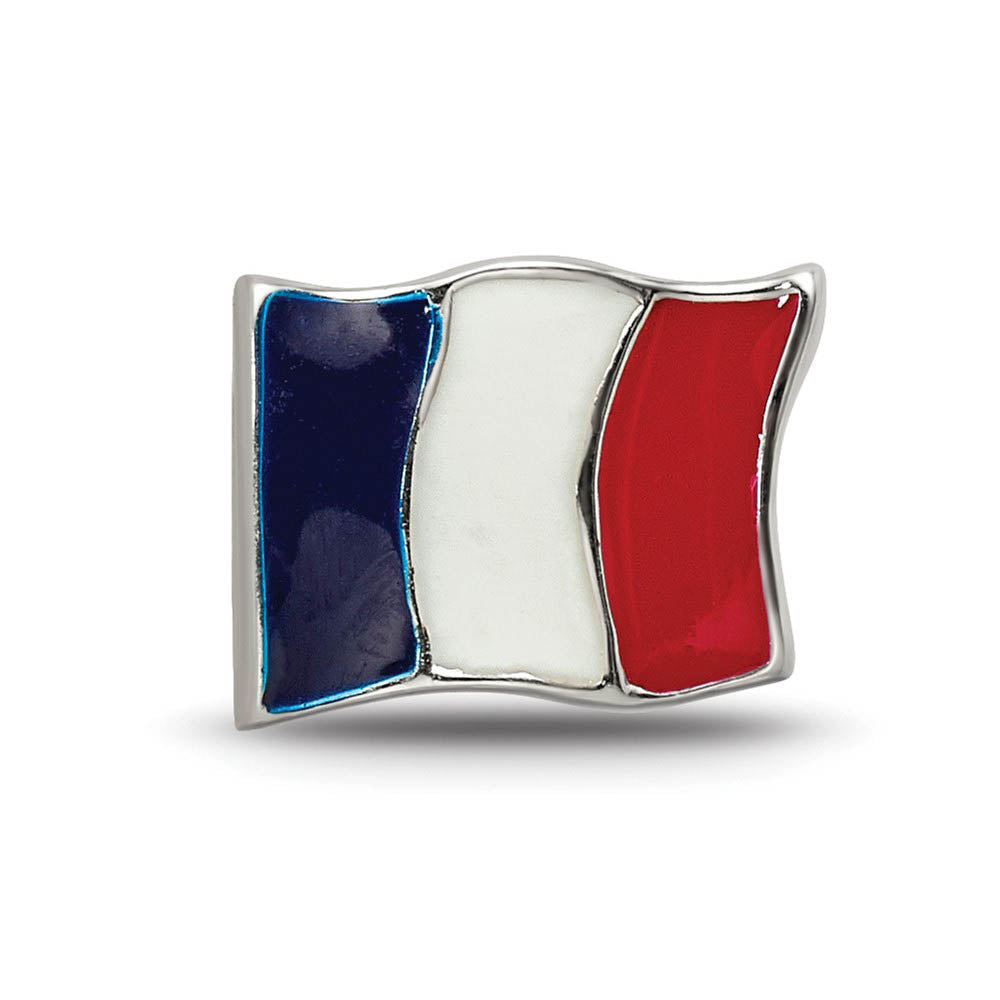 Alternate view of the Sterling Silver and Enamel France Flag Bead Charm by The Black Bow Jewelry Co.