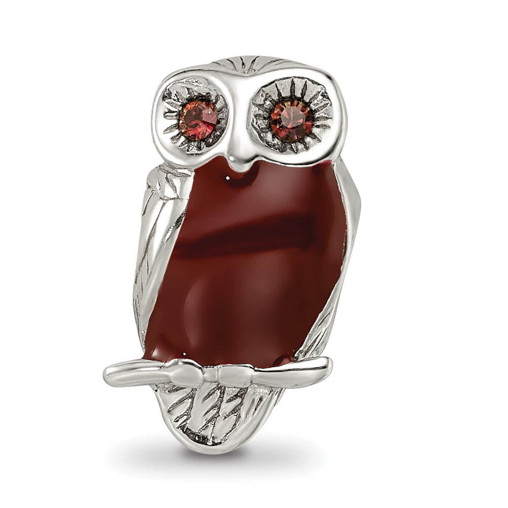 Alternate view of the Sterling Silver, CZ and Enamel Wise Owl Bead Charm by The Black Bow Jewelry Co.