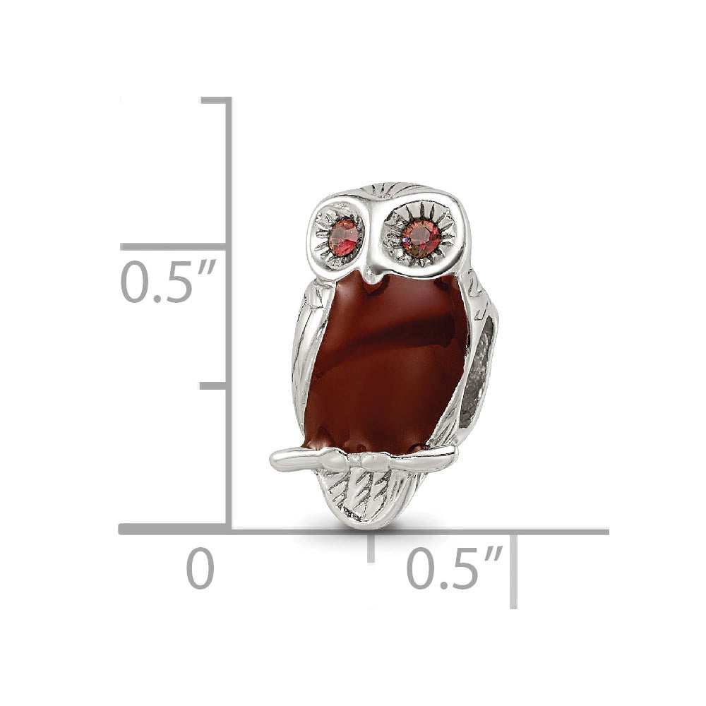 Alternate view of the Sterling Silver, CZ and Enamel Wise Owl Bead Charm by The Black Bow Jewelry Co.