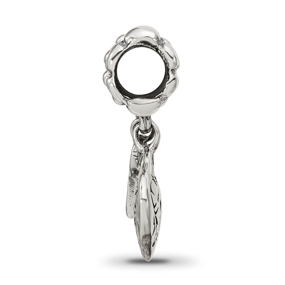 Alternate view of the Sterling Silver Heart and Key Dangle Bead Charm by The Black Bow Jewelry Co.