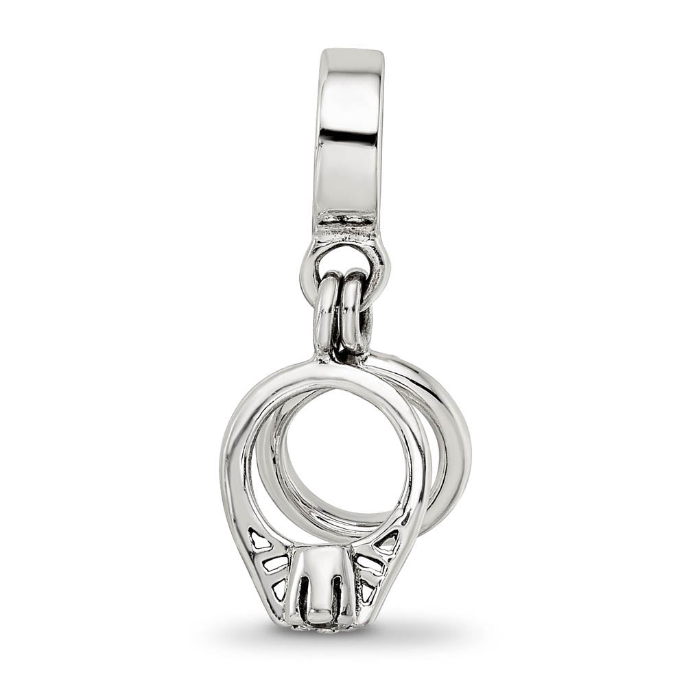 Alternate view of the Sterling Silver and CZ Bridal Rings Dangle Bead Charm by The Black Bow Jewelry Co.