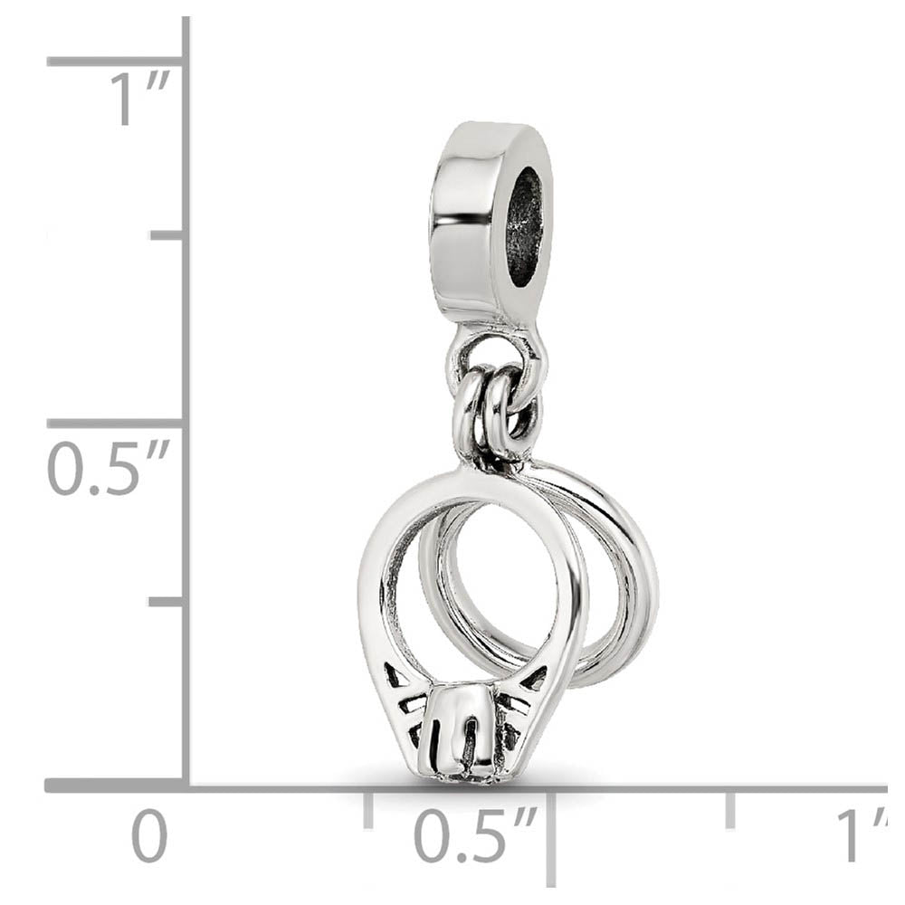 Alternate view of the Sterling Silver and CZ Bridal Rings Dangle Bead Charm by The Black Bow Jewelry Co.