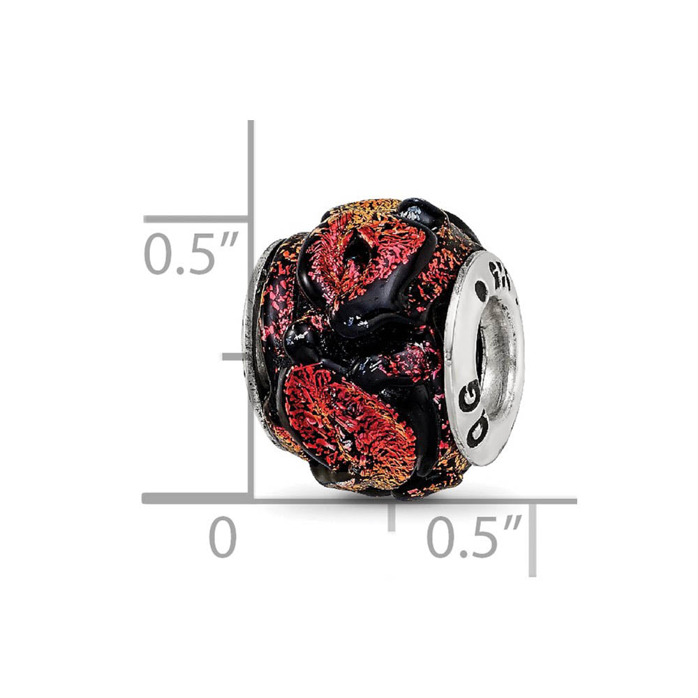 Alternate view of the Dichroic Glass & Sterling Silver Orange Bead Charm, 13mm by The Black Bow Jewelry Co.