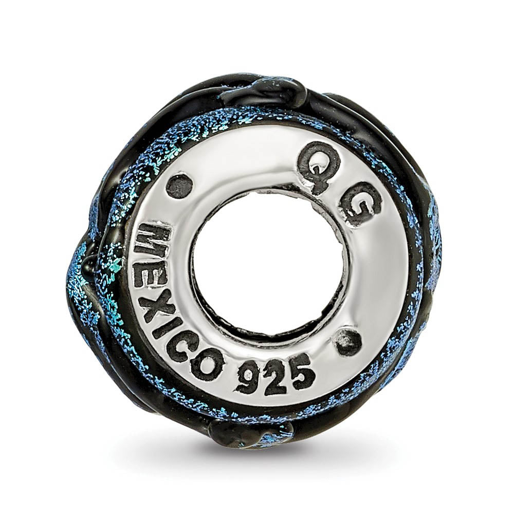 Alternate view of the Dichroic Glass & Sterling Silver Blue Bead Charm, 13mm by The Black Bow Jewelry Co.