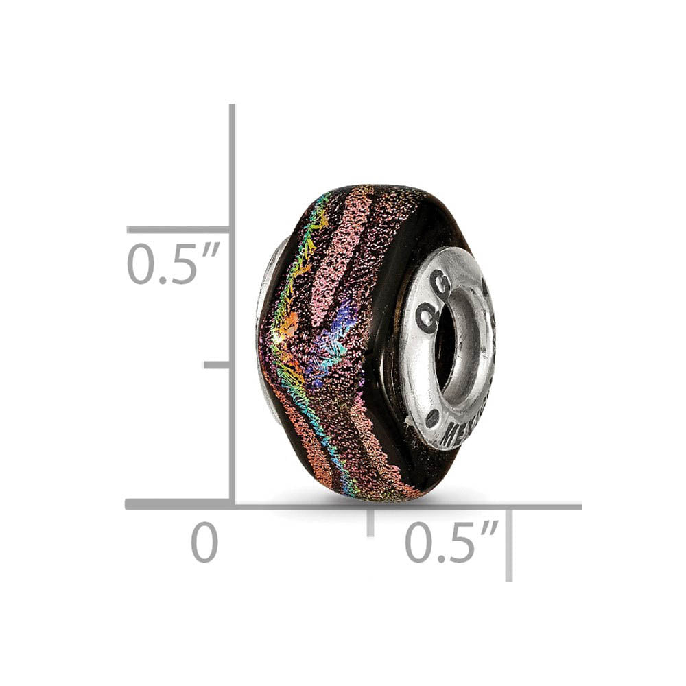 Alternate view of the Dichroic Glass & Sterling Silver Purple Square Bead Charm, 11mm by The Black Bow Jewelry Co.