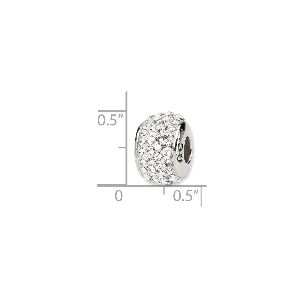 Alternate view of the Sterling Silver Full White Crystal Bead Charm, 13mm by The Black Bow Jewelry Co.