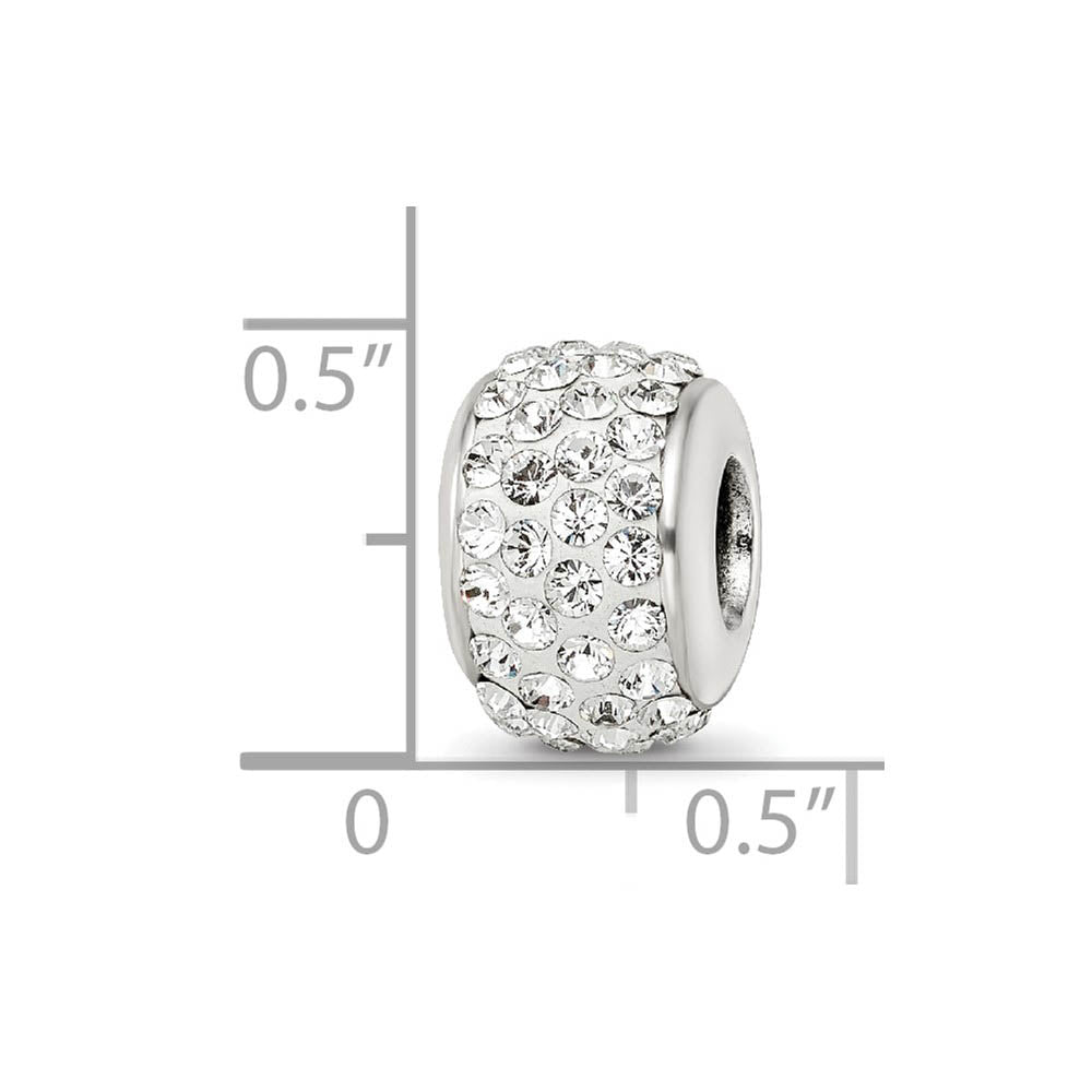 Alternate view of the Sterling Silver Full White Crystal Bead Charm, 13mm by The Black Bow Jewelry Co.