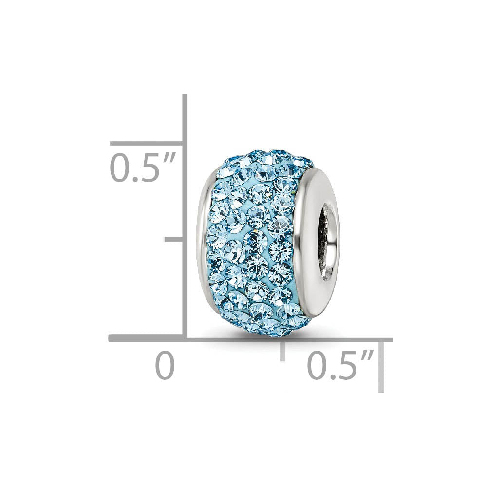 Alternate view of the Sterling Silver Full Sky Blue Crystal Bead Charm, 13mm by The Black Bow Jewelry Co.