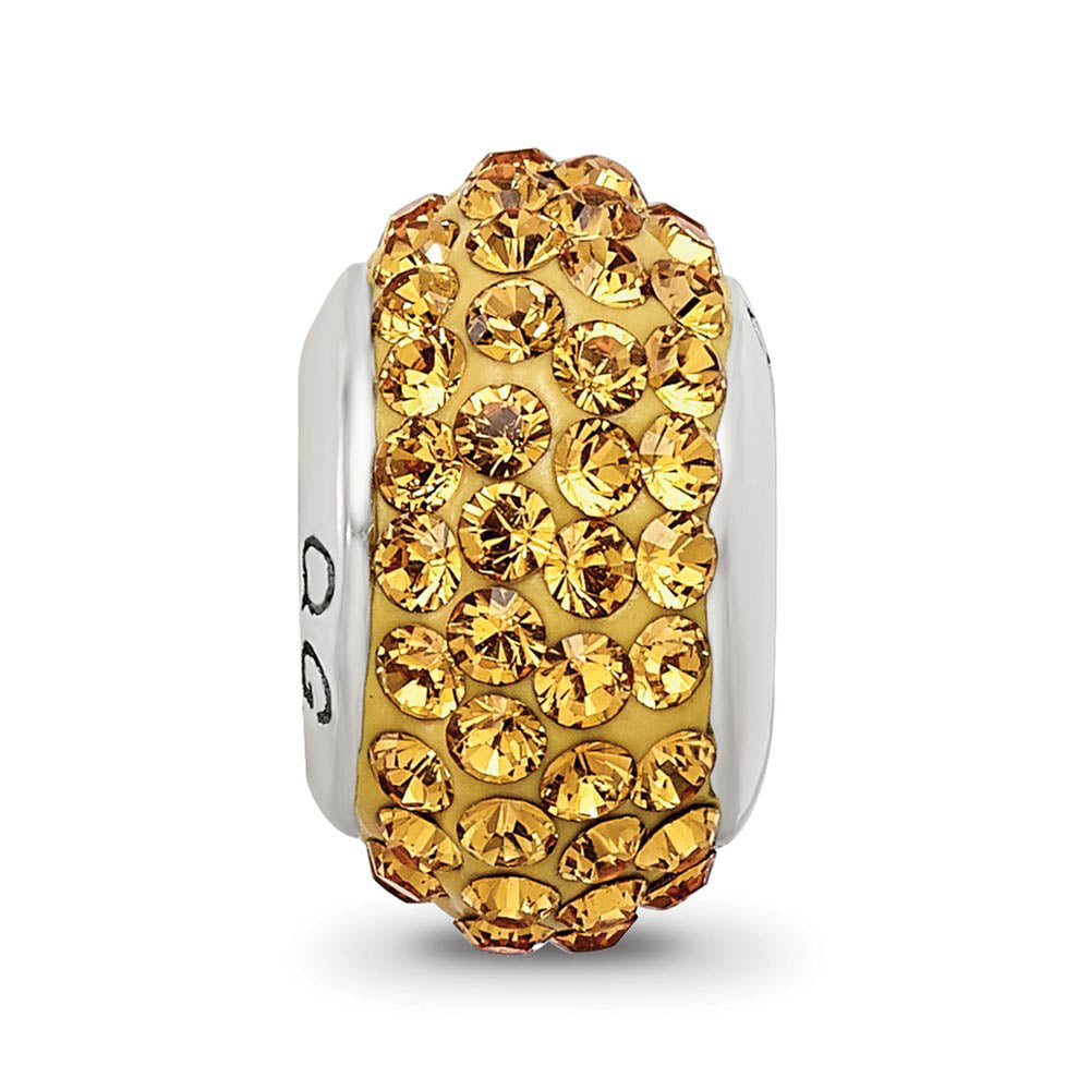 Alternate view of the Sterling Silver Full Orange-Yellow Crystal Bead Charm, 13mm by The Black Bow Jewelry Co.