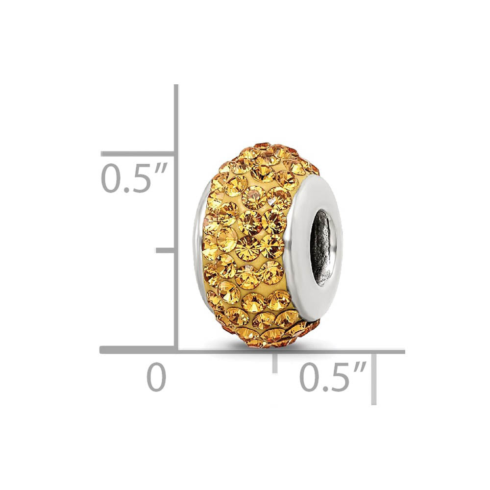 Alternate view of the Sterling Silver Full Orange-Yellow Crystal Bead Charm, 13mm by The Black Bow Jewelry Co.