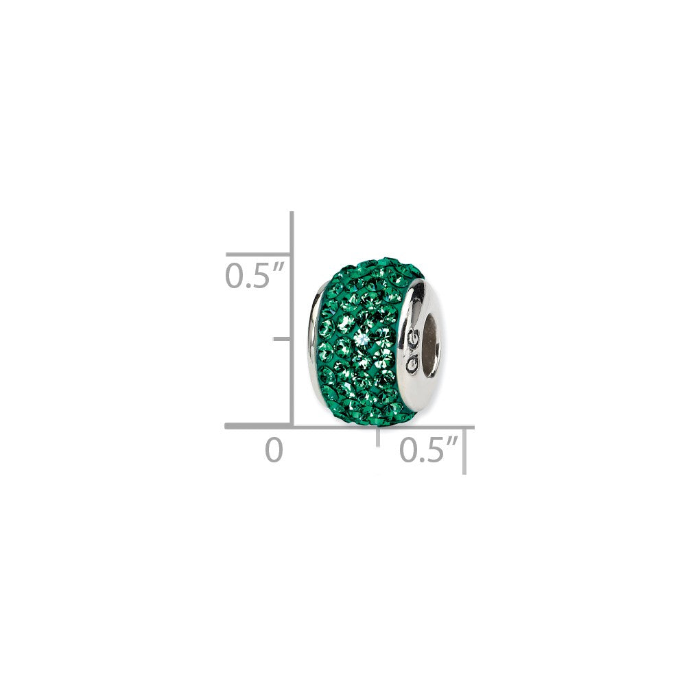 Alternate view of the Sterling Silver Full Medium Green Crystal Bead Charm, 13mm by The Black Bow Jewelry Co.