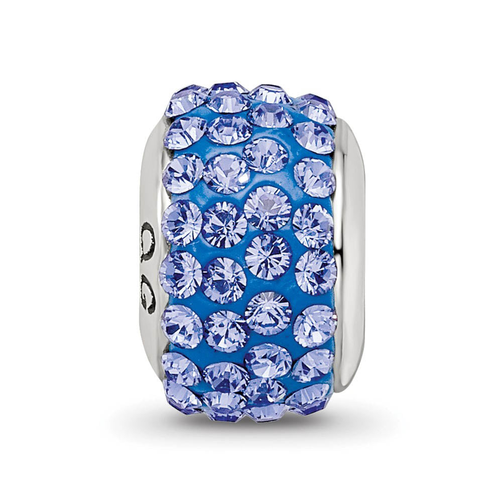 Alternate view of the Sterling Silver Full Blue Crystal Bead Charm, 13mm by The Black Bow Jewelry Co.