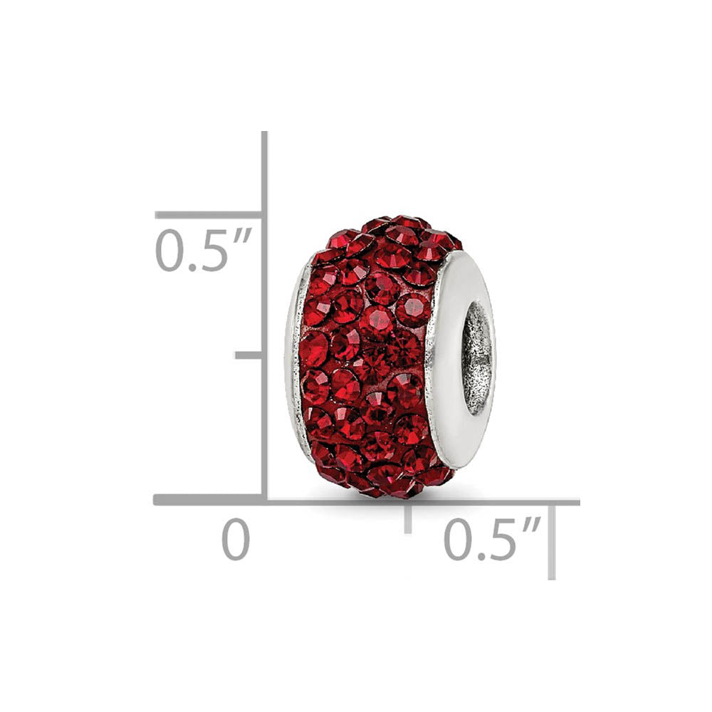 Alternate view of the Sterling Silver Full Dark Maroon Crystal Bead Charm, 13mm by The Black Bow Jewelry Co.