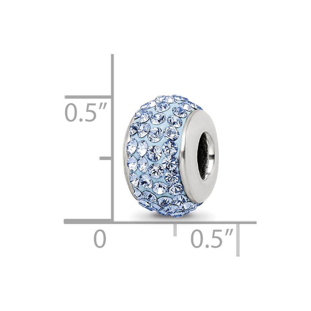 Alternate view of the Sterling Silver Full Light Blue Crystal Bead Charm, 13mm by The Black Bow Jewelry Co.