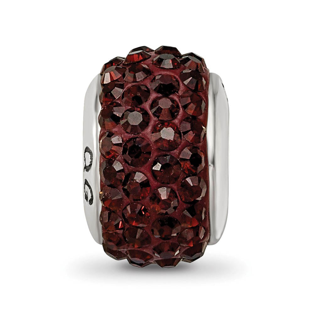 Alternate view of the Sterling Silver Full Brown Crystal Bead Charm, 13mm by The Black Bow Jewelry Co.