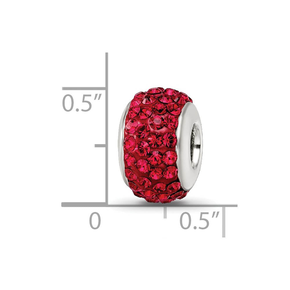 Alternate view of the Sterling Silver Full Red Crystal Bead Charm, 13mm by The Black Bow Jewelry Co.