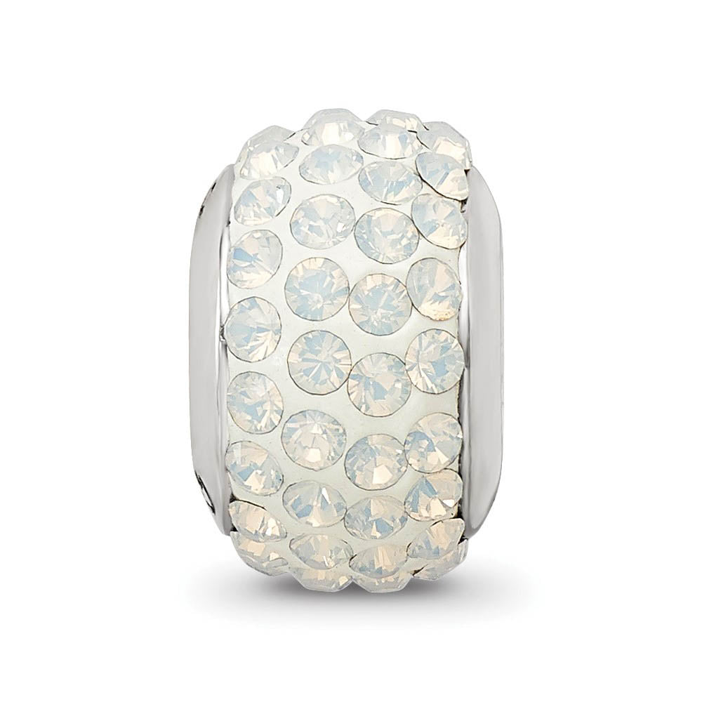 Alternate view of the Sterling Silver Full Cream Crystal Bead Charm, 13mm by The Black Bow Jewelry Co.