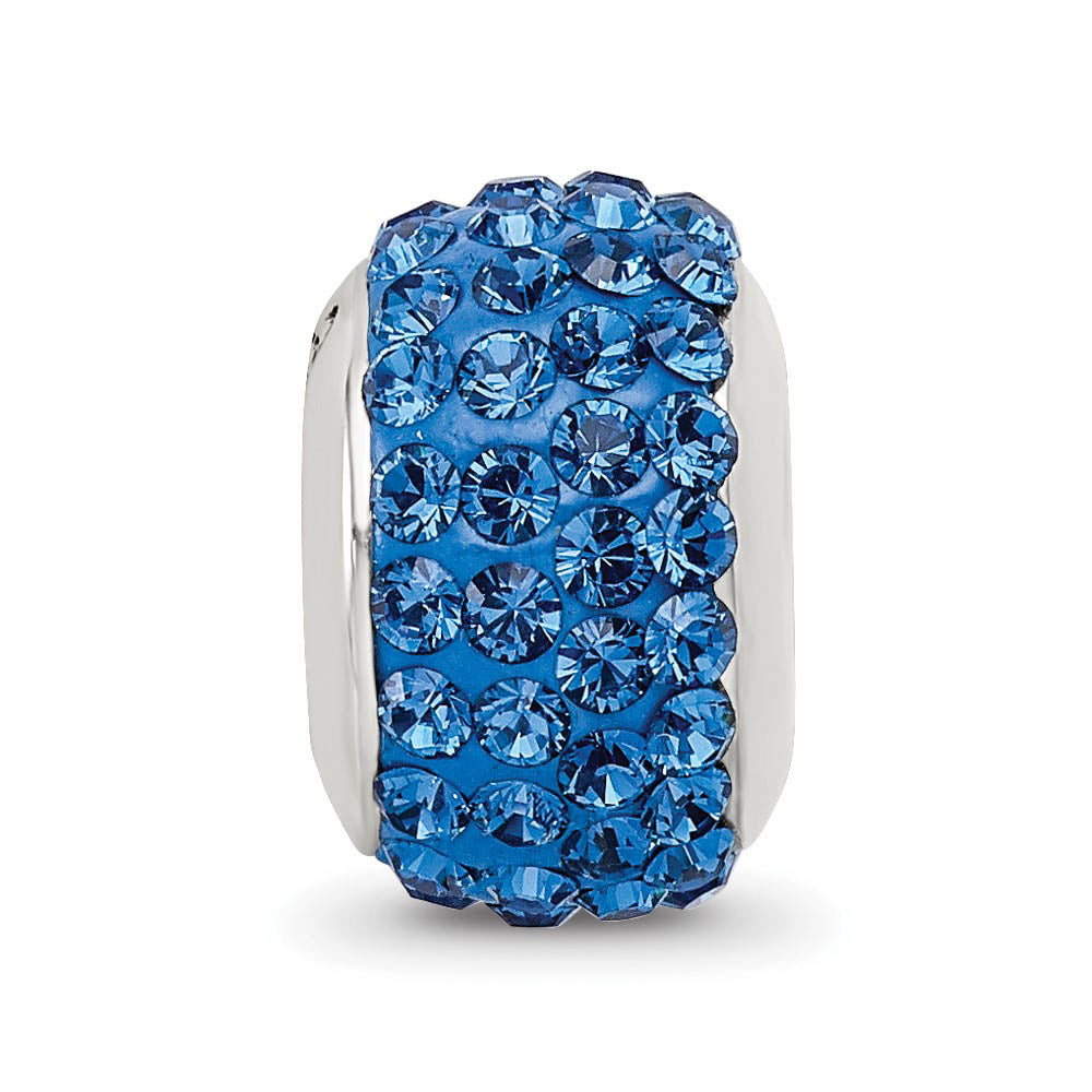 Alternate view of the Sterling Silver Full Medium Blue Crystal Bead Charm, 13mm by The Black Bow Jewelry Co.