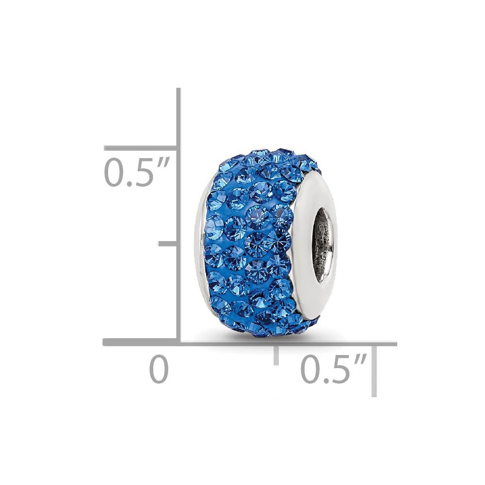 Alternate view of the Sterling Silver Full Medium Blue Crystal Bead Charm, 13mm by The Black Bow Jewelry Co.