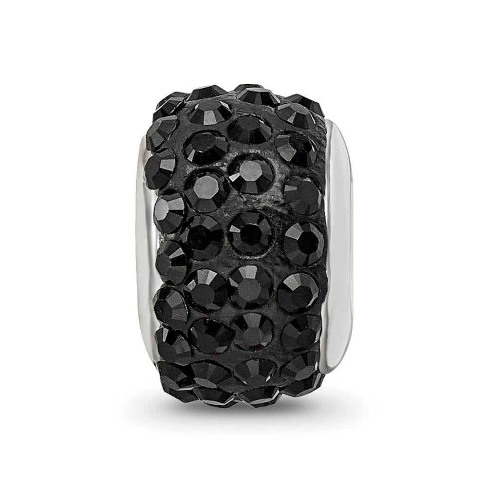 Alternate view of the Sterling Silver Full Black Crystal Bead Charm, 13mm by The Black Bow Jewelry Co.