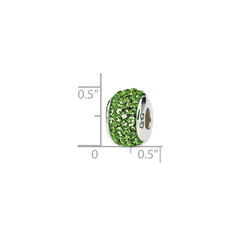 Alternate view of the Sterling Silver Full Green Crystal Bead Charm, 13mm by The Black Bow Jewelry Co.
