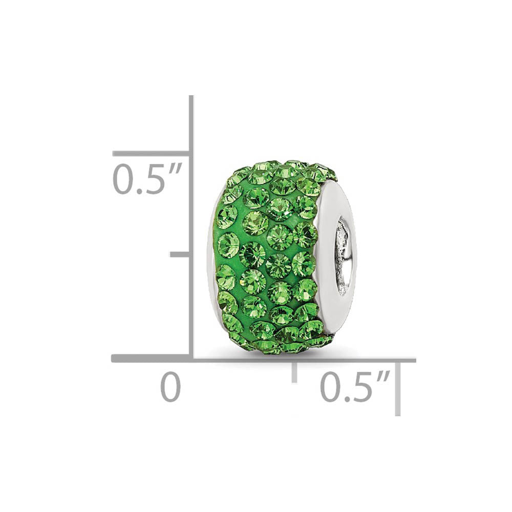Alternate view of the Sterling Silver Full Green Crystal Bead Charm, 13mm by The Black Bow Jewelry Co.