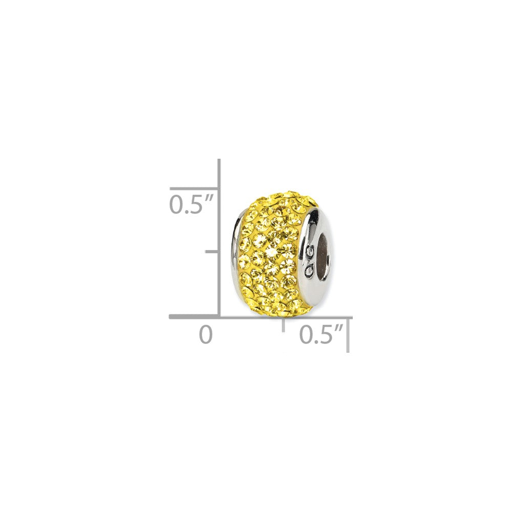 Alternate view of the Sterling Silver Full Yellow Crystal Bead Charm, 13mm by The Black Bow Jewelry Co.