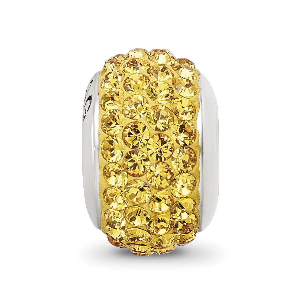 Alternate view of the Sterling Silver Full Yellow Crystal Bead Charm, 13mm by The Black Bow Jewelry Co.
