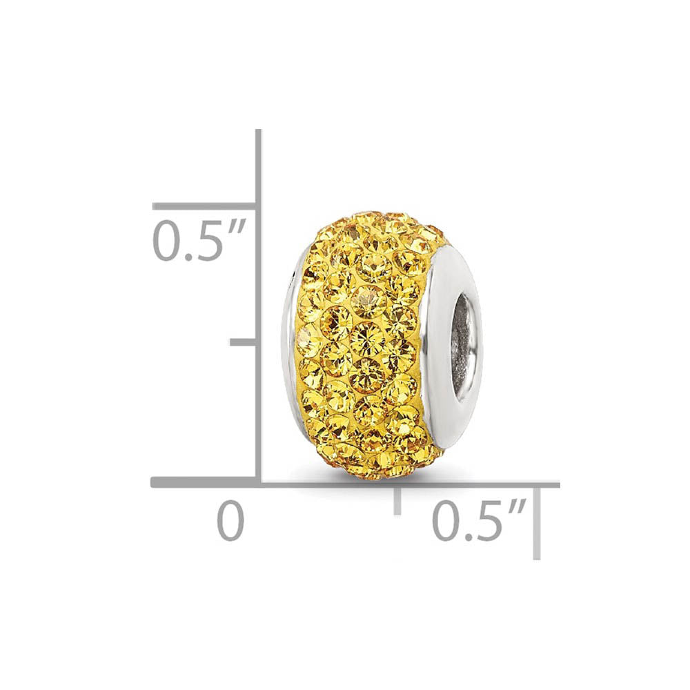 Alternate view of the Sterling Silver Full Yellow Crystal Bead Charm, 13mm by The Black Bow Jewelry Co.