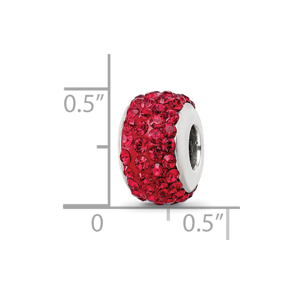 Alternate view of the Sterling Silver Full Scarlet Red Crystal Bead Charm, 13mm by The Black Bow Jewelry Co.