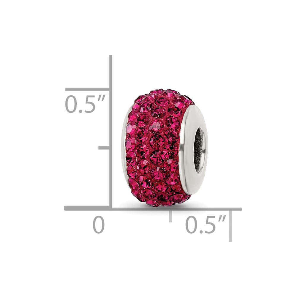 Alternate view of the Sterling Silver Full Maroon Crystal Bead Charm, 13mm by The Black Bow Jewelry Co.