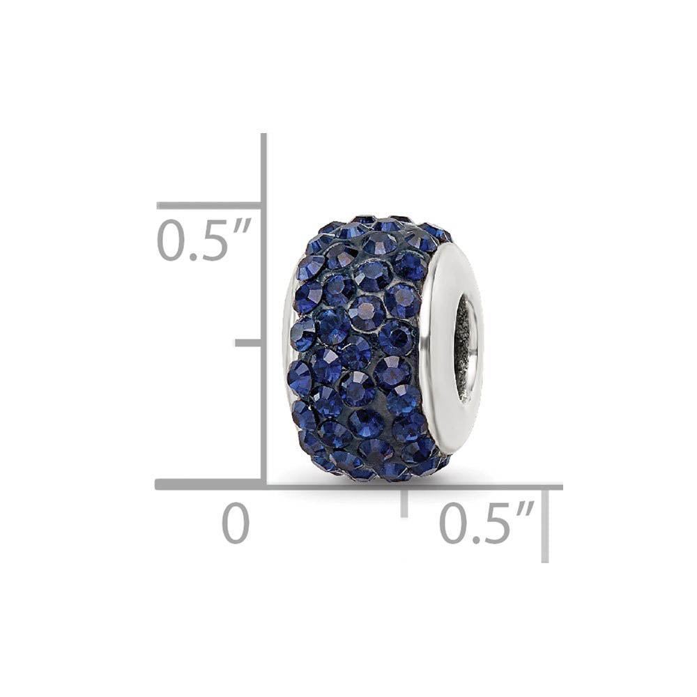 Alternate view of the Sterling Silver Full Dark Blue / Navy Crystal Bead Charm, 13mm by The Black Bow Jewelry Co.