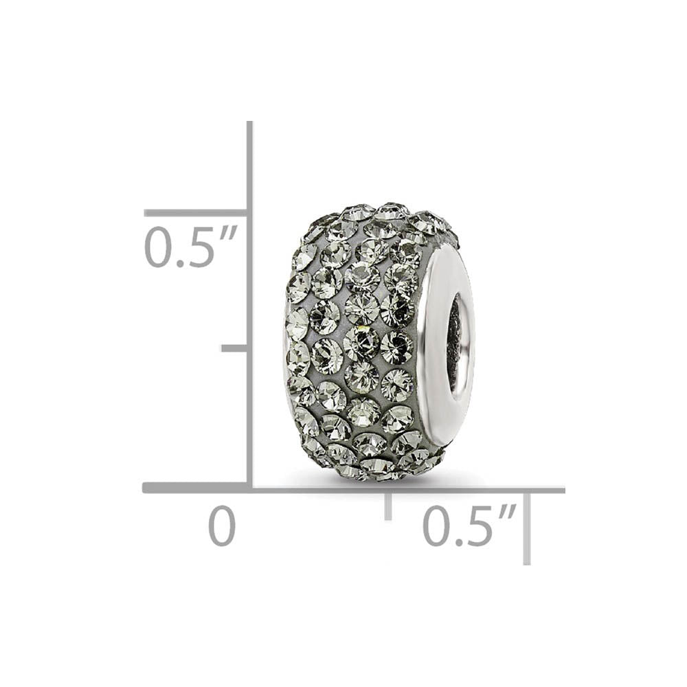 Alternate view of the Sterling Silver Fulle Silver/Grey Crystal Bead Charm, 13mm by The Black Bow Jewelry Co.