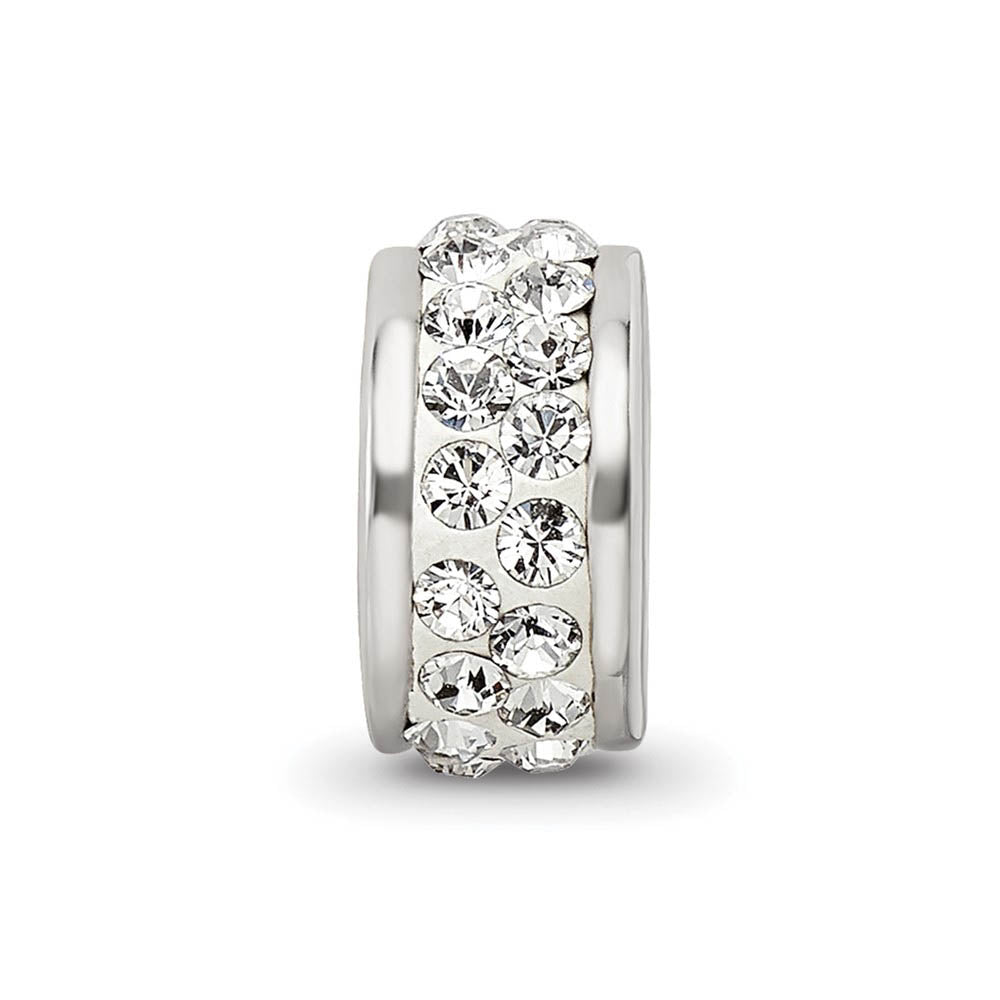 Alternate view of the Sterling Silver with White Crystals Double Row Bead Charm by The Black Bow Jewelry Co.