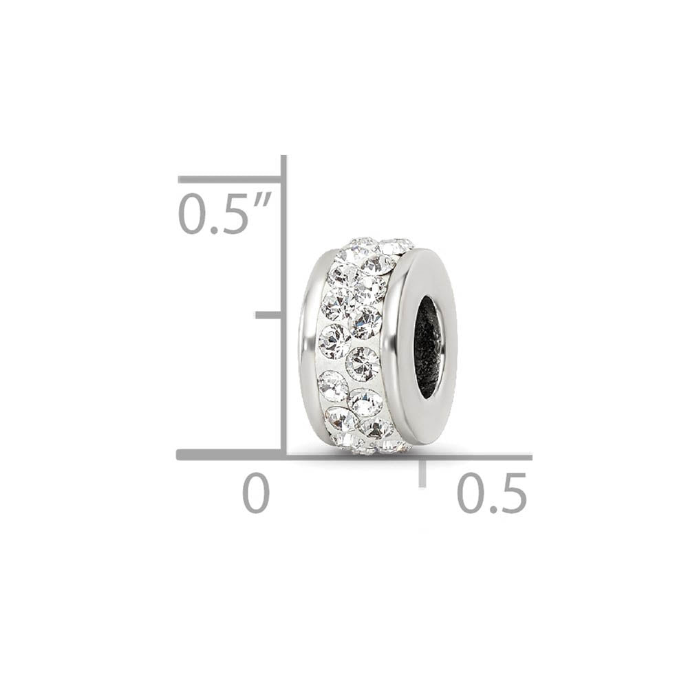 Alternate view of the Sterling Silver with White Crystals Double Row Bead Charm by The Black Bow Jewelry Co.