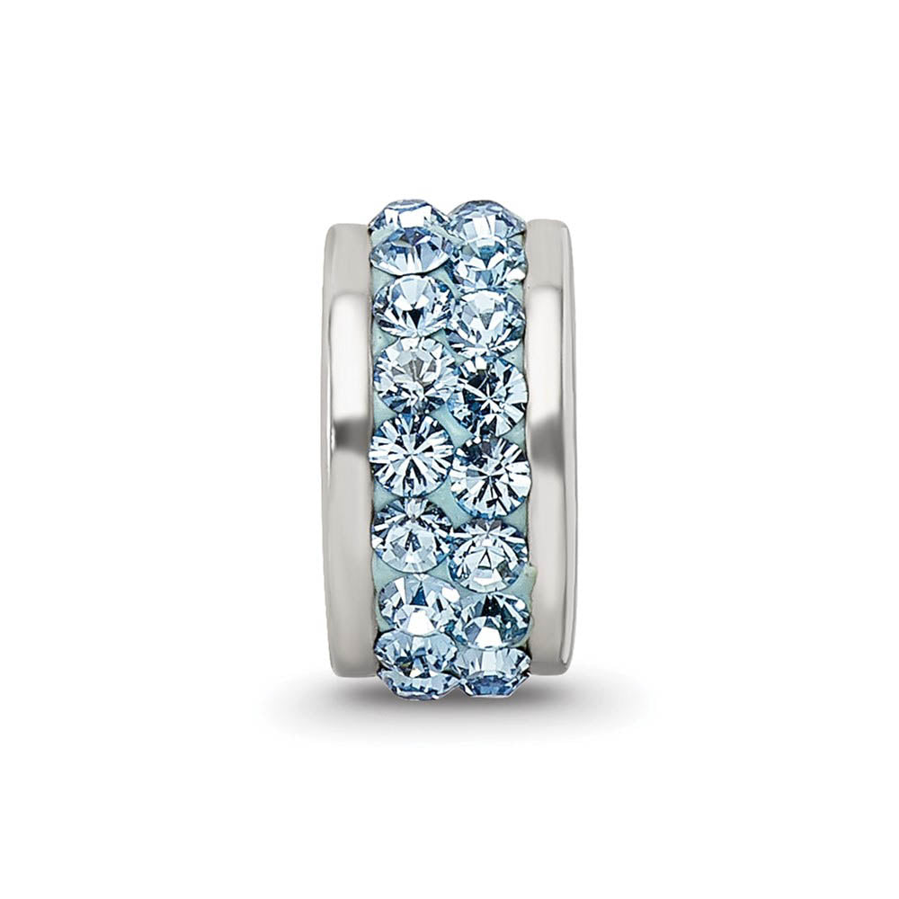 Alternate view of the Sterling Silver with Sky Blue Crystals Double Row Bead Charm by The Black Bow Jewelry Co.