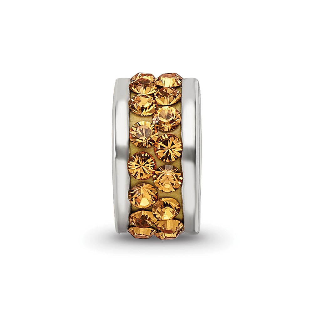 Alternate view of the Sterling Silver with Orange Crystals Double Row Bead Charm by The Black Bow Jewelry Co.