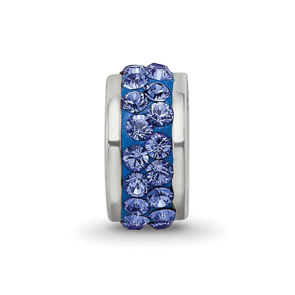 Alternate view of the Sterling Silver with Blue Crystals Double Row Bead Charm by The Black Bow Jewelry Co.