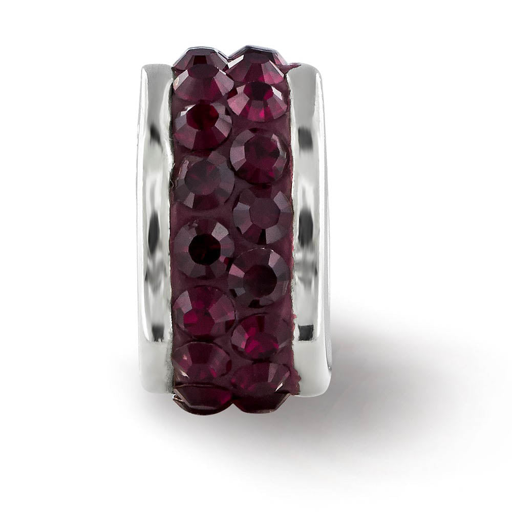 Alternate view of the Sterling Silver with Dark Maroon Crystals Double Row Bead Charm by The Black Bow Jewelry Co.