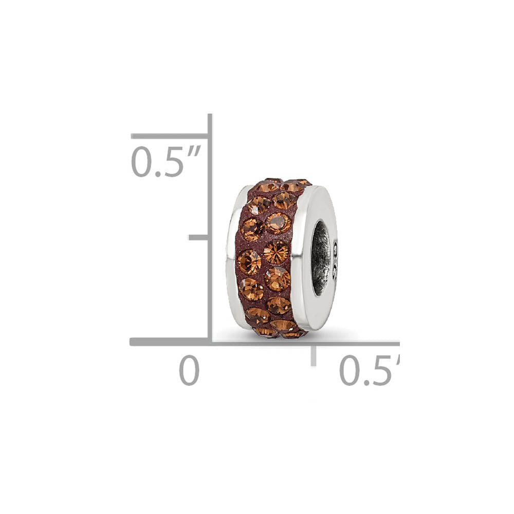 Alternate view of the Sterling Silver with Brown Crystals Double Row Bead Charm by The Black Bow Jewelry Co.