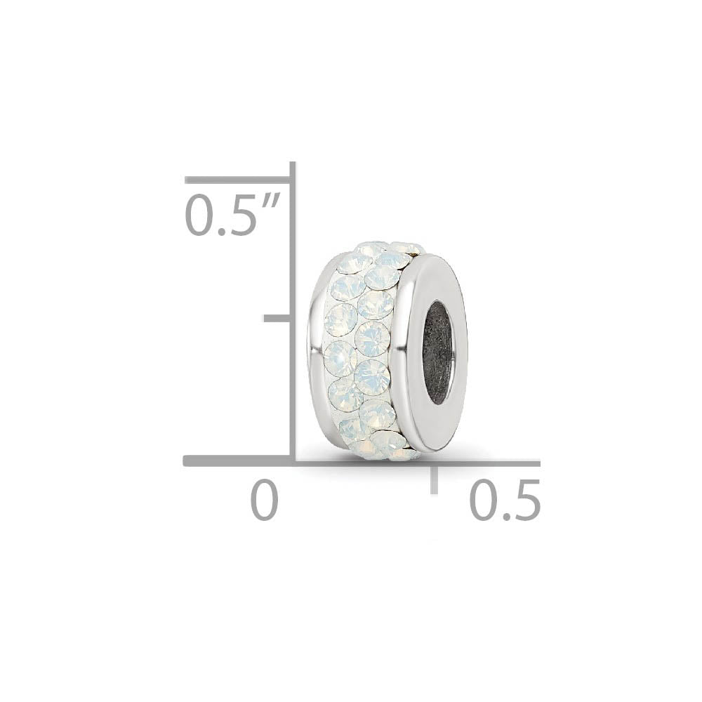 Alternate view of the Sterling Silver with Cream Crystals Double Row Bead Charm by The Black Bow Jewelry Co.