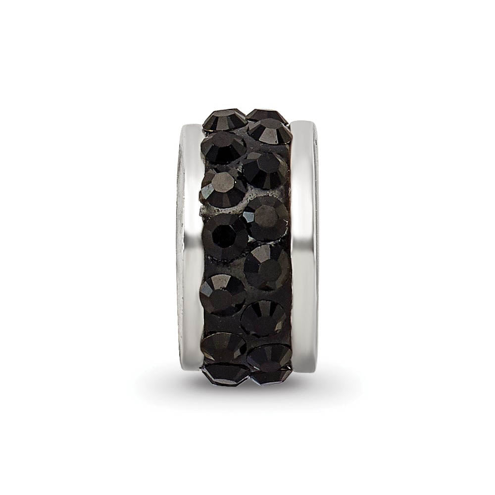 Alternate view of the Sterling Silver with Black Crystals Double Row Bead Charm by The Black Bow Jewelry Co.