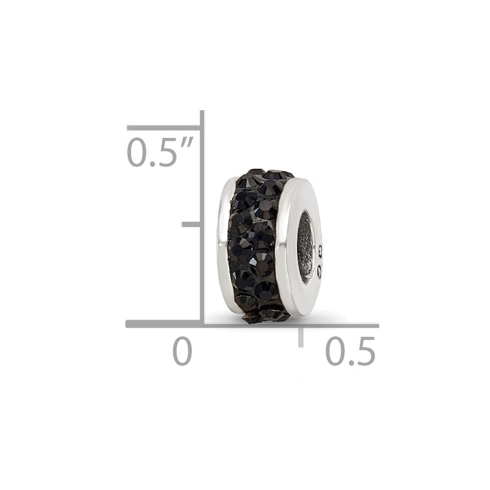 Alternate view of the Sterling Silver with Black Crystals Double Row Bead Charm by The Black Bow Jewelry Co.